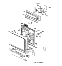 ESCUTCHEON & DOOR ASSEMBLY Diagram and Parts List for PSD100X-73WH  General Electric Dishwasher