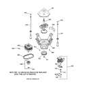 SUSPENSION, PUMP & DRIVE COMPONENTS Diagram and Parts List for YISR208DT6WW  General Electric Washer