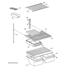 SHELF PARTS Diagram and Parts List for MTX18BAXXRWH  General Electric Refrigerator