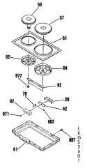 Section Diagram and Parts List for JXGS5401  General Electric Cooktop