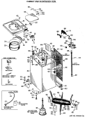 CABINET AND SUSPENSION ASM. Diagram and Parts List for WWA5669MBL  General Electric Washer