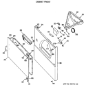 CABINET FRONT Diagram and Parts List for DDE7200RALWW  General Electric Dryer