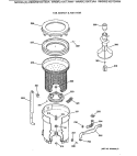 TUB, BASKET & AGITATOR Diagram and Parts List for WNSR2100T3WW  General Electric Washer