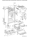 CABINET Diagram and Parts List for TBX18KAYCRAD  General Electric Refrigerator