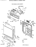 ESCUTCHEON & DOOR ASSEMBLY Diagram and Parts List for GSD850Y-70  General Electric Dishwasher