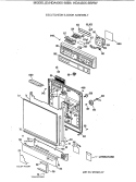 ESCUTCHEON & DOOR ASSEMBLY Diagram and Parts List for HDA400X-68BA  Hotpoint Dishwasher