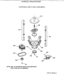 SUSPENSION, PUMP & DRIVE COMPONENTS Diagram and Parts List for YBXR2070T3WW  General Electric Washer
