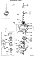 TRANSMISSION ASSEMBLY Diagram and Parts List for WSM2700LBW  General Electric Washer Dryer Combo