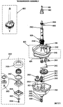 TRANSMISSION ASSEMBLY Diagram and Parts List for WSM2700LCW  General Electric Washer Dryer Combo