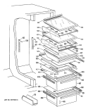 Section Diagram and Parts List for TFHW24RRAWH  General Electric Refrigerator