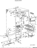 FREEZER SECTION Diagram and Parts List for TFX24ZJE  General Electric Refrigerator