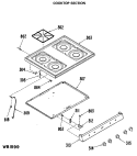 COOKTOP SECTION Diagram and Parts List for JGBS15GEK3  General Electric Range
