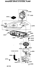 WASHER DRIVE SYSTEM, PUMP Diagram and Parts List for WSM2400LAE  General Electric Washer Dryer Combo