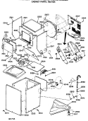 CABINET PARTS, HEATER Diagram and Parts List for WSM2400LBB  General Electric Washer Dryer Combo