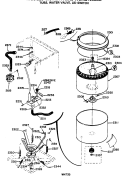 TUBS, WATER VALVE, LID SWITCH Diagram and Parts List for WSM2400LBB  General Electric Washer Dryer Combo