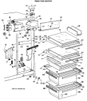 FRESH FOOD SECTION Diagram and Parts List for TFX24RRAWH  General Electric Refrigerator