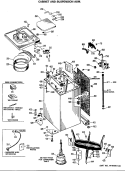 CABINET AND SUSPENSION ASM. Diagram and Parts List for WWA8816RBL  General Electric Washer