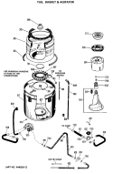 TUB, BASKET & AGITATOR Diagram and Parts List for WWA8816RBL  General Electric Washer