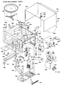 OVEN AND CABINET PARTS Diagram and Parts List for JE1238TWH01  General Electric Microwave