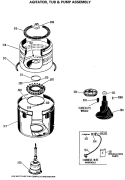 AGITATOR, TUB & PUMP ASSEMBLY Diagram and Parts List for WWC8400PBL  General Electric Washer