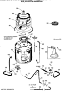TUB, BASKET & AGITATOR Diagram and Parts List for WWA3650SALWH  General Electric Washer