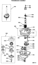 TRANSMISSION ASSEMBLY Diagram and Parts List for WSM2700RBW  General Electric Washer Dryer Combo