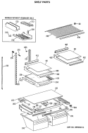 SHELF PARTS Diagram and Parts List for TBX22JASNRAD  General Electric Refrigerator
