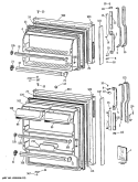 Section Diagram and Parts List for TBE14DASFRWH  General Electric Refrigerator
