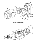 BLOWER & DRIVE ASSEMBLY Diagram and Parts List for DDG7980SAL  General Electric Dryer