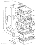 Section Diagram and Parts List for TFH27PRSBAA  General Electric Refrigerator