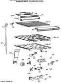 COMPARTMENT SEPARATOR PARTS Diagram and Parts List for TBX21DASRRWH  General Electric Refrigerator