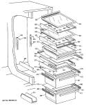 Section Diagram and Parts List for TFG22PRSCWW  General Electric Refrigerator