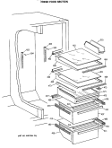 FRESH FOOD SECTION Diagram and Parts List for TFG24ZESCWH  General Electric Refrigerator