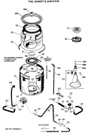 TUB, BASKET & AGITATOR Diagram and Parts List for WWA8695SBLAA  General Electric Washer