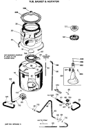 TUB, BASKET & AGITATOR Diagram and Parts List for WWA8650SBLAA  General Electric Washer