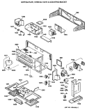 BOTTOM PLATE, INTERNAL PARTS & MOUNTING BRACKET Diagram and Parts List for JVM260BV01  General Electric Microwave
