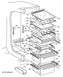 Section Diagram and Parts List for TFG24PETCWH  General Electric Refrigerator