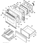 Section Diagram and Parts List for JBP48GV1  General Electric Range