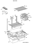 SHELF PARTS Diagram and Parts List for TBE21DATNRWH  General Electric Refrigerator