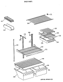 SHELF PARTS Diagram and Parts List for TBT18SATERAD  General Electric Refrigerator