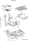 SHELF PARTS Diagram and Parts List for TBE21JATNRAD  General Electric Refrigerator