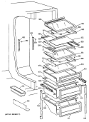 Section Diagram and Parts List for TPG21PRXAWW  General Electric Refrigerator