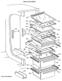 FRESH FOOD SHELVES Diagram and Parts List for TFH27PRTBAA  General Electric Refrigerator
