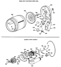 DRUM, DUCT, BLOWER & DRIVE ASM. Diagram and Parts List for DWLR473GT0WB  General Electric Dryer