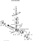 MOTOR MECHANISM Diagram and Parts List for HDA829P-25BA  Hotpoint Dishwasher