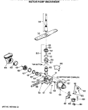 MOTOR - PUMP MECHANISM Diagram and Parts List for HDA200S-55  Hotpoint Dishwasher