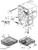 Section Diagram and Parts List for HDA100V-61WH  Hotpoint Dishwasher