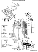 CABINET AND SUSPENSION ASM. Diagram and Parts List for WRW3705RBLWW  General Electric Washer