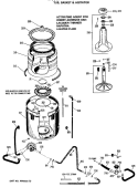 TUB, GASKET & AGITATOR Diagram and Parts List for WRW3705RBLWW  General Electric Washer