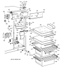 FRESH FOOD SECTION Diagram and Parts List for TFX25JWYFWW  General Electric Refrigerator